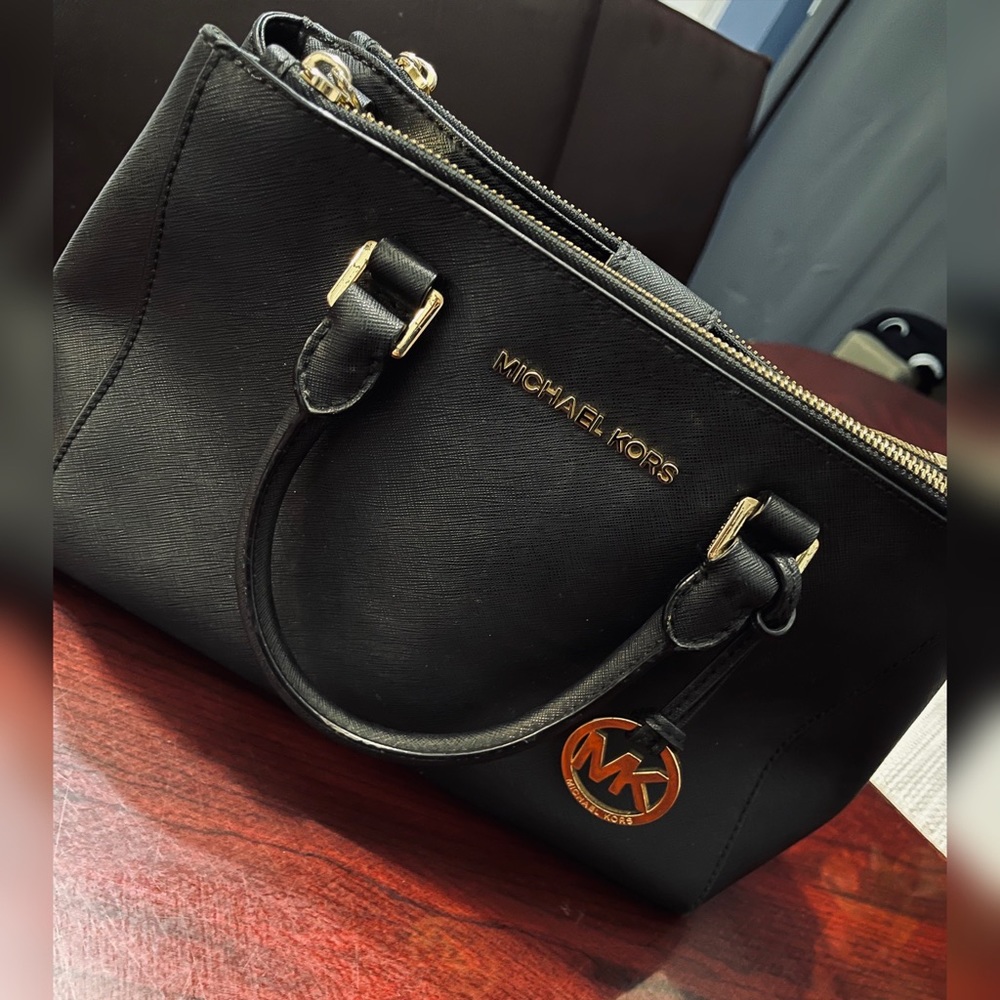 MK Black Leather Purse